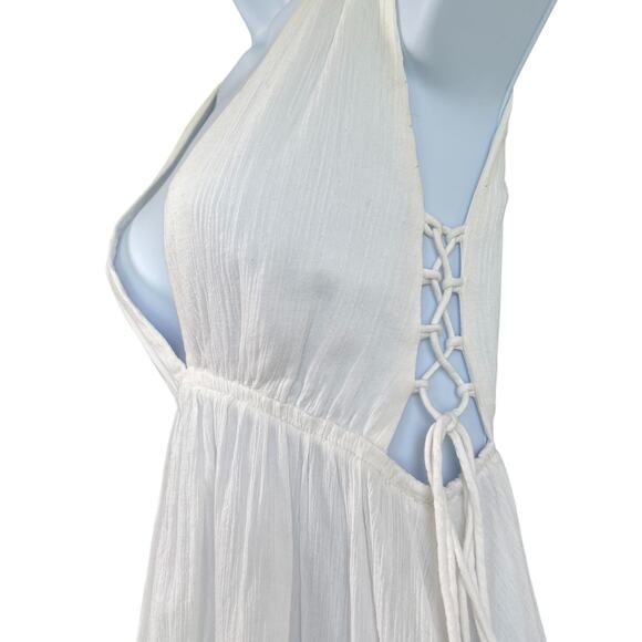 Princess Polly Womens Babydoll Tiered Side Tie Mini Dress White Size 2 Going Out - Picture 2 of 6